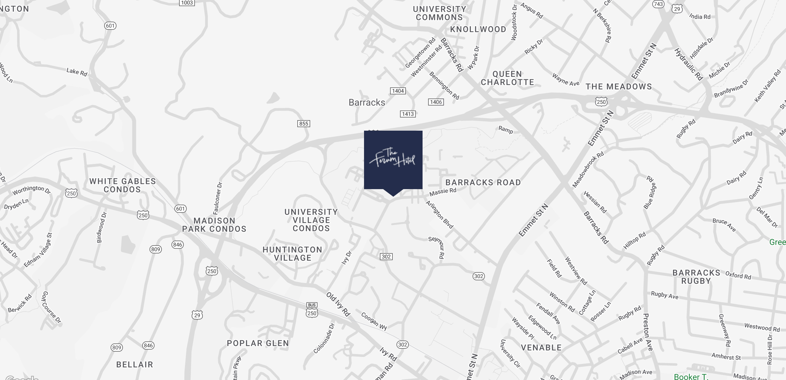 Map of The Forum Hotel Location in Charlottesville Virginia